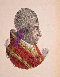 Ritratto di Papa Clemente XI (1700-1721), 1898 (incisione con colorazione successiva)